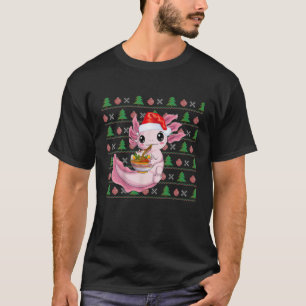 Kawaii Axolotl Eating Ramen Weihnachtsmannmütze Ug T-Shirt