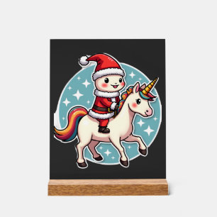 Kawaii Axolotl Einhorn Weihnachten Santa Frohe Wei Acrylschild