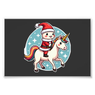 Kawaii Axolotl Einhorn Weihnachten Santa Frohe Wei Fotodruck