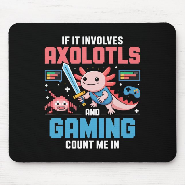 Kawaii Axolotl Gamer-Shirt für Jungen Mädchen Anim Mousepad (Vorne)