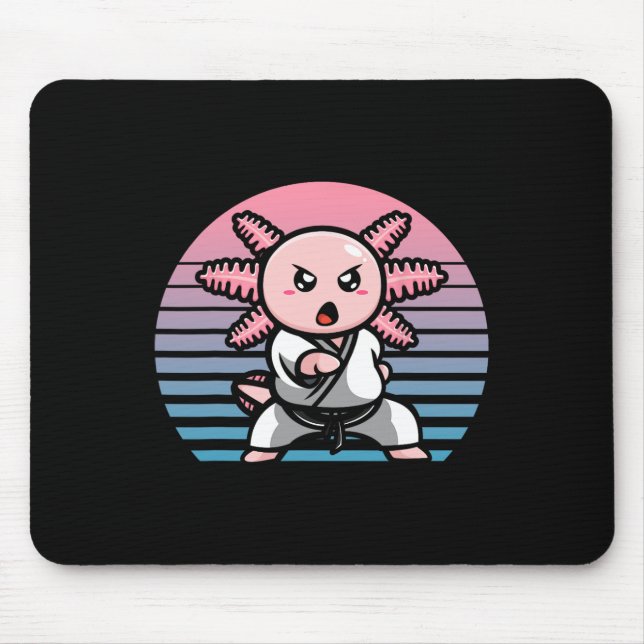 Kawaii Axolotl Karate Funny Martial Arts Mousepad (Vorne)