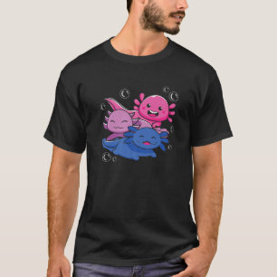 Kawaii Axolotl Niedliche Bisexuelle Flag LGBT-Unte T-Shirt