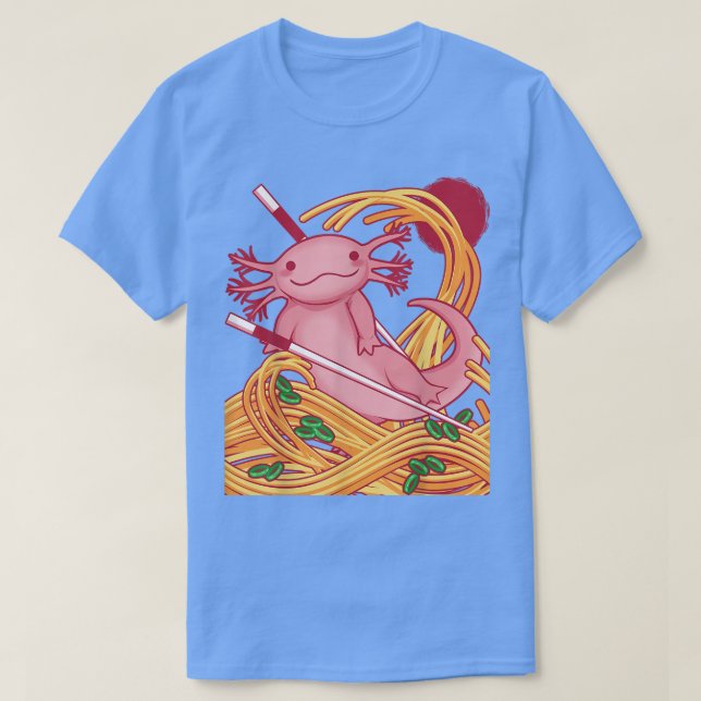 Kawaii Axolotl Salamander Eating Japanisch Ramen F T-Shirt (Design vorne)