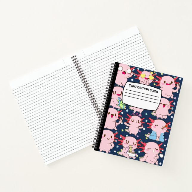 Kawaii Axolotl Spiralkomposition Notebook Notizbuch (Innenseite)