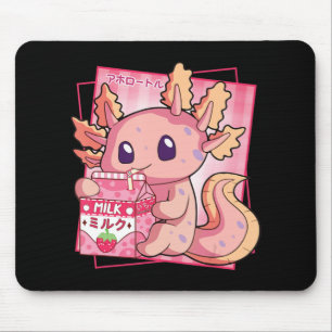 Kawaii Axolotl Strawberry Milk Anim Mousepad