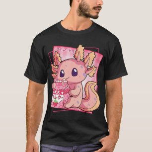 Kawaii Axolotl Strawberry Milk Anim T-Shirt