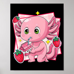 Kawaii Axolotl Strawberry Milk Japanisches Anime-G Poster