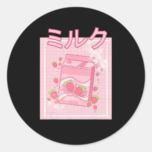 Kawaii Axolotl Strawberry Milk Shake Carton Japane Runder Aufkleber