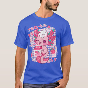 Kawaii Axolotl Strawberry Milk Shake Japanischer R T-Shirt