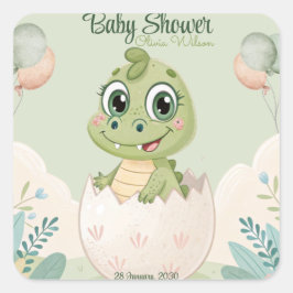 Kawaii Baby Alligator Hütet Eier Wasserfarbe Quadratischer Aufkleber