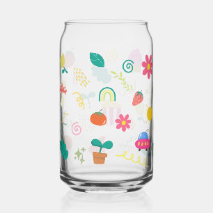 Kawaii Baby Blumen- und Palmenbaum-Muster-Tasse Dosenglas