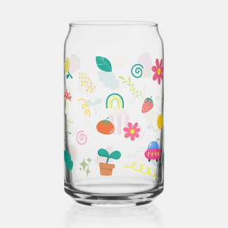 Kawaii Baby Blumen- und Palmenbaum-Muster-Tasse Dosenglas
