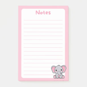 Kawaii Baby Elephant Soft Pink Post-it Klebezettel