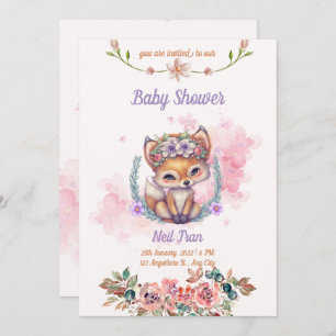 Kawaii Baby Fox Baby Shower Einladung