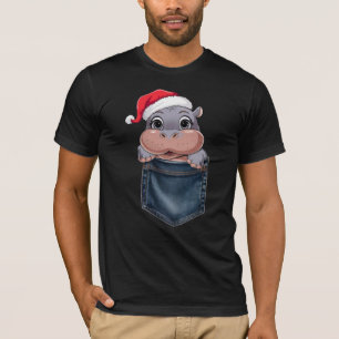 Kawaii Baby Hippo Weihnachts-T - Shirt Adorable