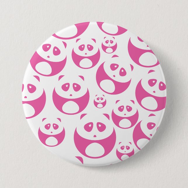 Kawaii Baby Pink und White Panda Muster Button (Vorderseite)