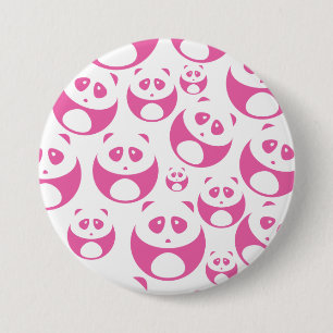 Kawaii Baby Pink und White Panda Muster Button