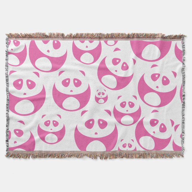 Kawaii Baby Pink und White Panda Muster Decke (Vorderseite)