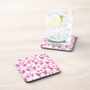 Kawaii Baby Pink und White Panda Muster Getränkeuntersetzer