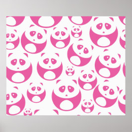 Kawaii Baby Pink und White Panda Muster Poster