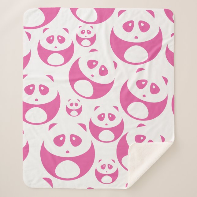 Kawaii Baby Pink und White Panda Muster Sherpadecke (Vorderseite)