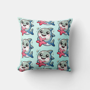 Kawaii Baby Shark & Starfish Ocean Kinderzimmer De Kissen