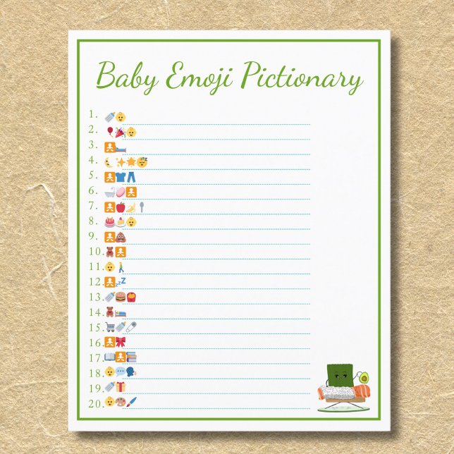 Kawaii Baby Shower: Sushi Baby Emoji Pictionary Flyer (Von Creator hochgeladen)