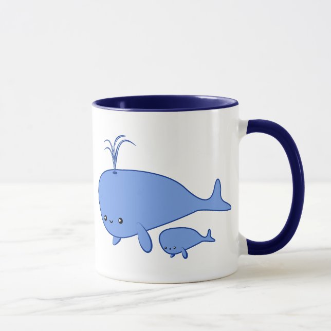 Kawaii Baby-Wal- und Mutterwhale Tasse (Rechts)