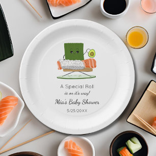 Kawaii Babydusche: Sushi und Salmon Roll Thema Pappteller
