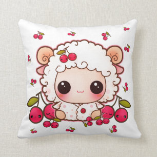 Kawaii Babyschafe und niedliche Kirschen Kissen