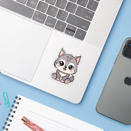 Kawaii-Babywolf-Tier-Aufkleber Aufkleber