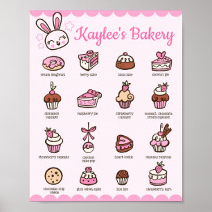 Kawaii-Bäckerei-Menü mit Ihrem Namen Poster