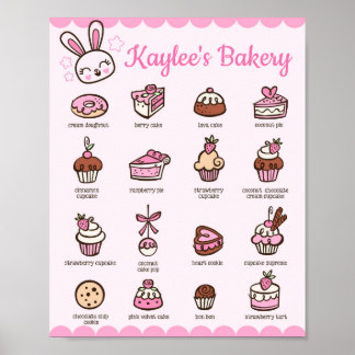 Kawaii Bakery Menü mit Ihrem Namen Poster