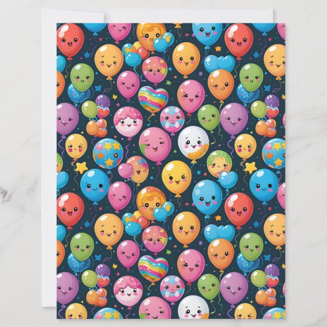 Kawaii-Ballon-Feiermuster-Schabblonenpapier (Vorderseite)