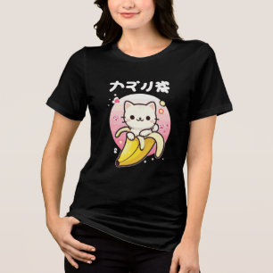 Kawaii Banana Cat - Niedlicher Japanisch Ästhetisc Tri-Blend Shirt