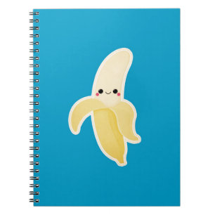 Kawaii Banane auf Blau Notizblock