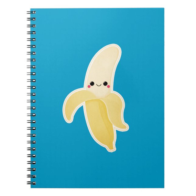 Kawaii Banane auf Blau Notizblock (Vorderseite)