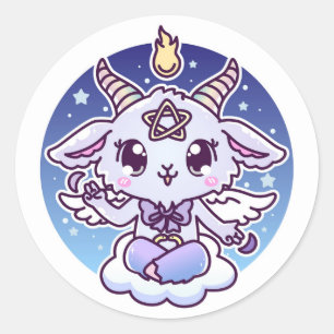 Kawaii Baphomet Runder Aufkleber