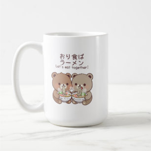 Kawaii-Bären Lass uns zusammen japanische Nudeln e Kaffeetasse