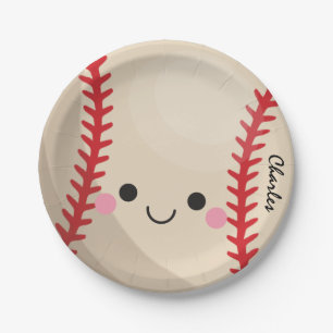 Kawaii Baseball Softball Kids Personalisiert Sport Pappteller