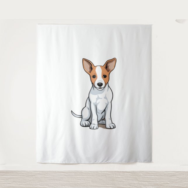 Kawaii Basenji Puppy Wandteppich (Vorderseite)