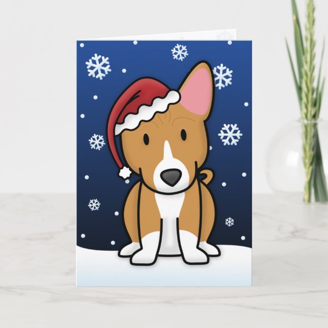 Kawaii Basenji Weihnachtskarte Feiertagskarte (Vorderseite)