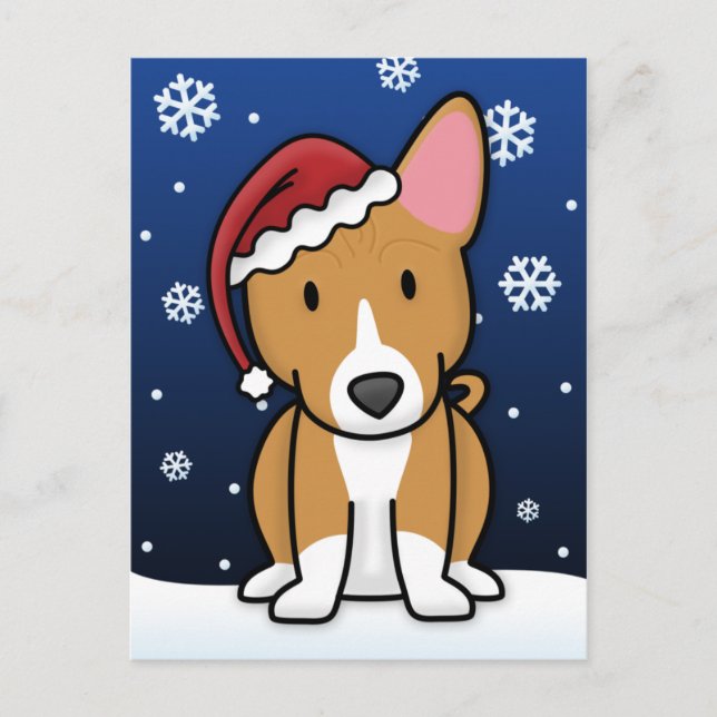 Kawaii Basenji Weihnachtspostkarte Feiertagspostkarte (Vorderseite)
