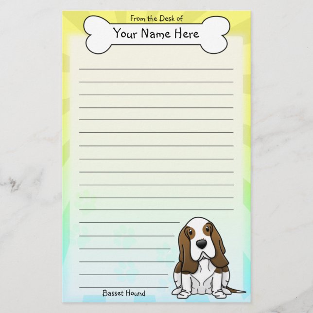 Kawaii Basset Hound Briefpapier (Vorderseite)
