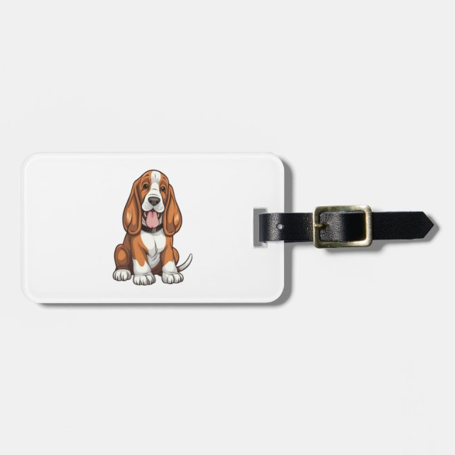 Kawaii Basset Hound Puppy Gepäckanhänger (Vorderseite horizontal)