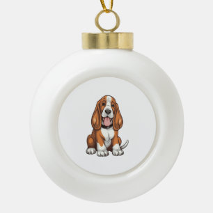 Kawaii Basset Hound Puppy Keramik Kugel-Ornament