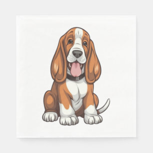 Kawaii Basset Hound Puppy Serviette