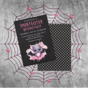 Kawaii Bat Halloween Geburtstagsparty Einladung