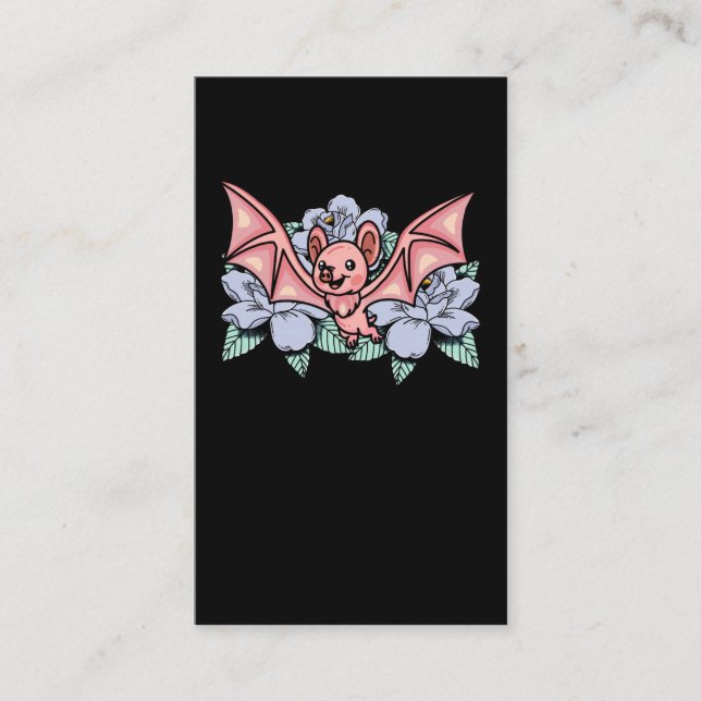 Kawaii Bat Pastel Goth Blume Visitenkarte (Vorderseite)