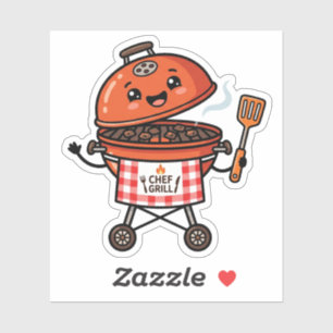 Kawaii-BBQ-Grill-Koch zum Vatertag Aufkleber